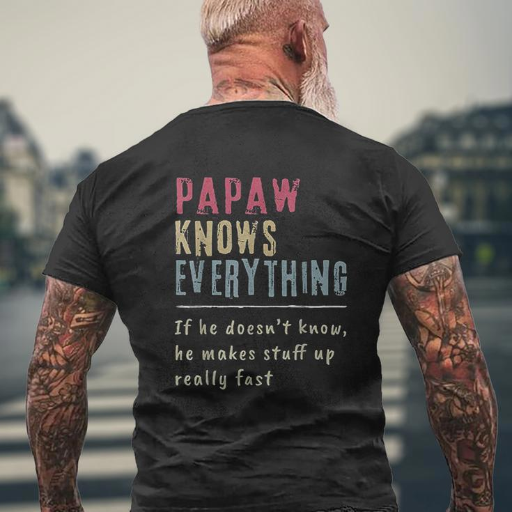 Papaw Know Everything Grandpa Mens Back Print T-shirt Gifts for Old Men