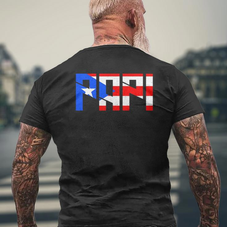 Papi Puerto Rico Flag Patriotic Pride Puerto Rican Mens Back Print T-shirt Gifts for Old Men