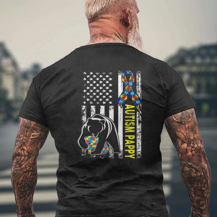 Pappy Autism Awareness American Flag For Men Dad Mens Back Print T-shirt Gifts for Old Men