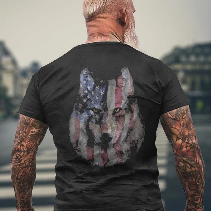 Patriotic America Grey Wolf Bust Usa Men's T-shirt Back Print Gifts for Old Men