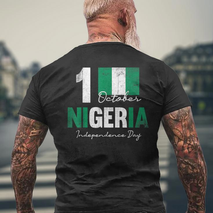 Patriotic Nigeria Independence Day Vintage Nigerian Flag Men's T-shirt Back Print Gifts for Old Men