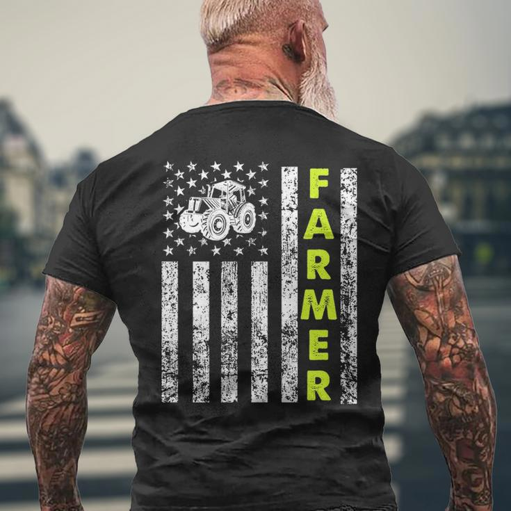 Patriotic Tractor Flag Farmer Men's T-shirt Back Print Gifts for Old Men