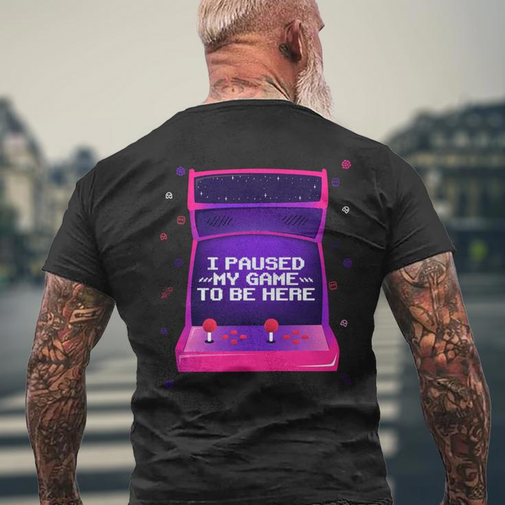 I Paused My Game To Be Here Video Gamer Retro Vintage Men's T-shirt Back Print Gifts for Old Men