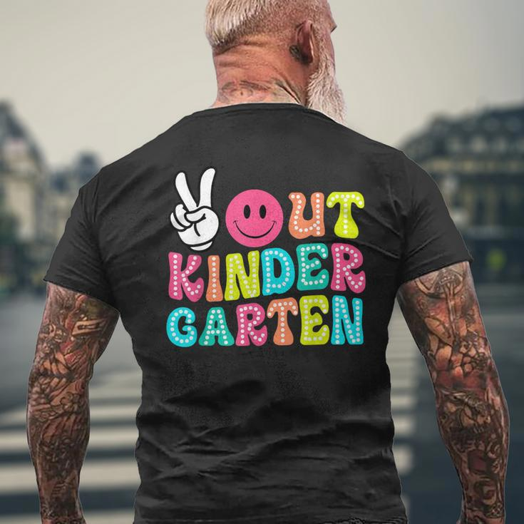 Peace Out Kindergarten Graduation Class 2024 Last Day School Men's T-shirt Back Print Gifts for Old Men