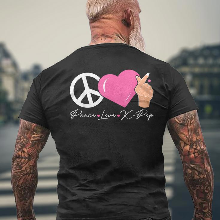 Peace Love K-Pop Cute Kpop Music Anime Lover Men's T-shirt Back Print Gifts for Old Men
