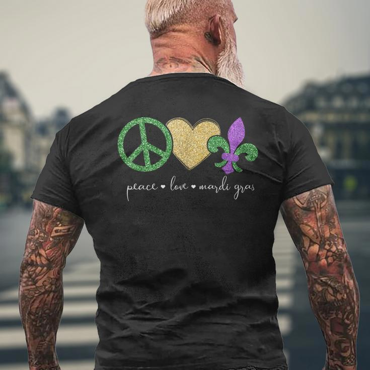 Peace Love Mardi Gras With Fleur De Lis In New Orleans Men's T-shirt Back Print Gifts for Old Men
