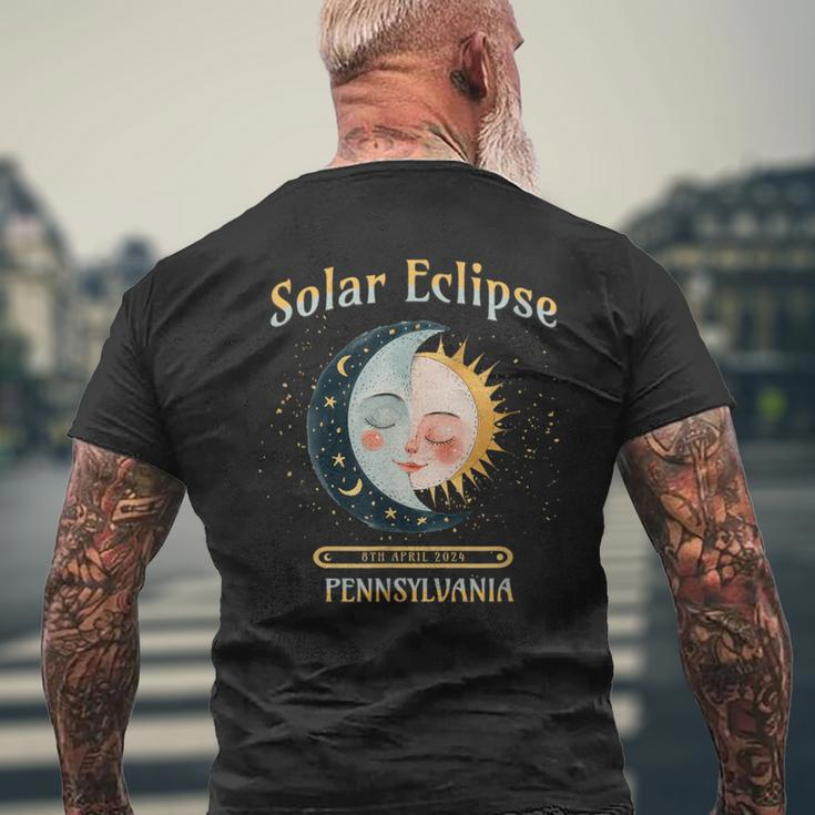 Pennsylvania Total Solar Eclipse 2024 Souvenir Retro Men's T-shirt Back Print Gifts for Old Men