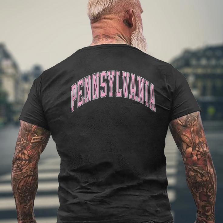 Pennsylvania Varsity Style Pink Text Men's T-shirt Back Print Gifts for Old Men
