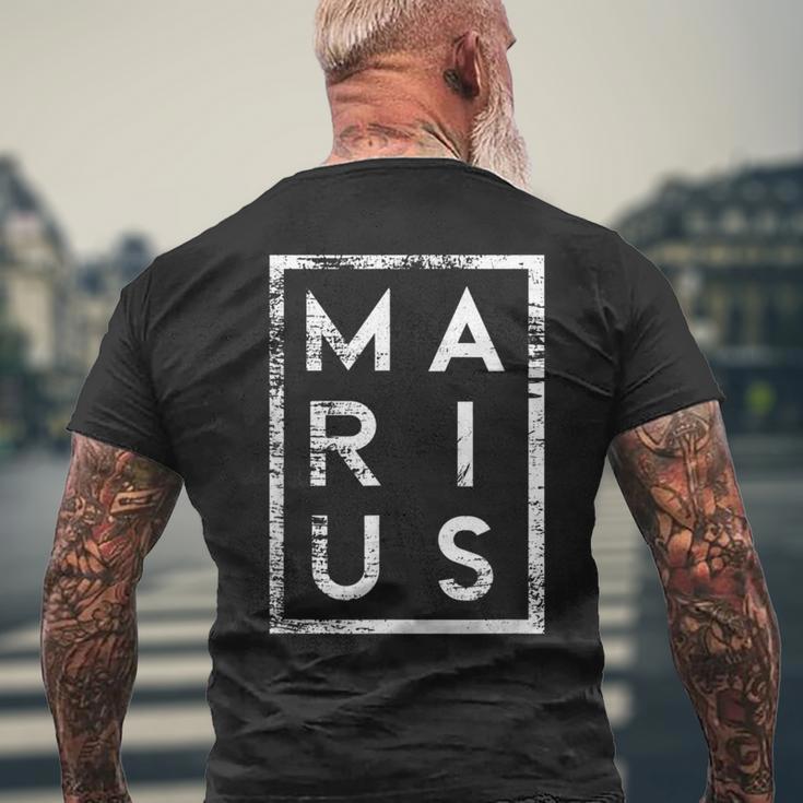 Personalisiertes Marius Vintage-Schwarz Kurzärmliges Herren-T-Kurzärmliges Herren-T-Shirt, Retro Namensdesign Geschenke für alte Männer