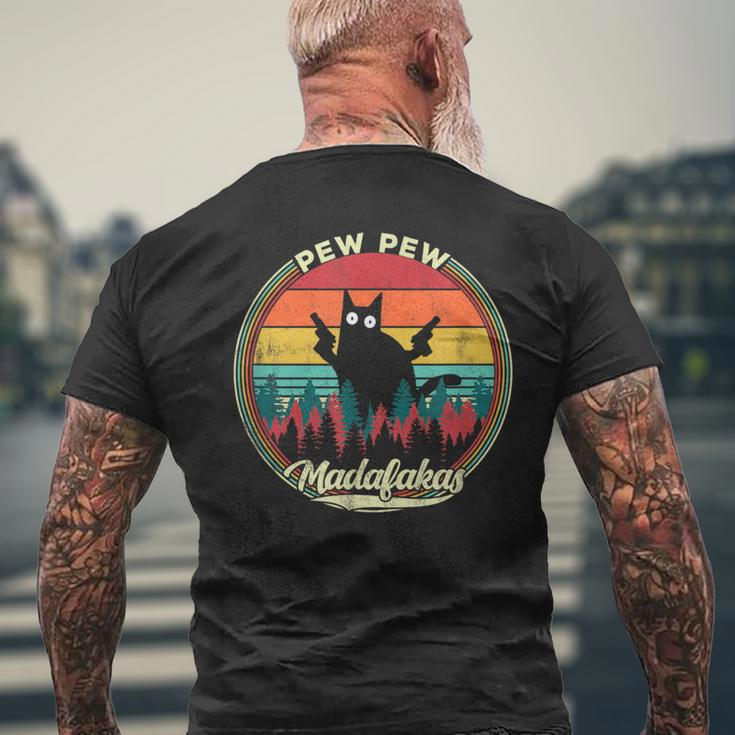 Pew Pew Madafakas Retro Crazy Cat Men's T-shirt Back Print Gifts for Old Men