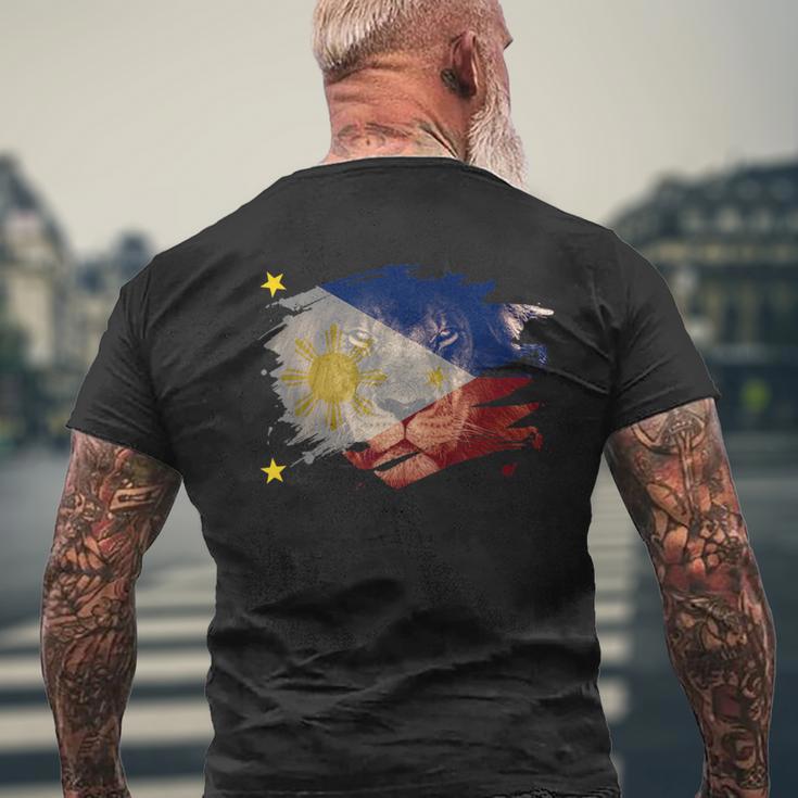 Philippines Flag & African Lion Filipino Pride Men's T-shirt Back Print Gifts for Old Men