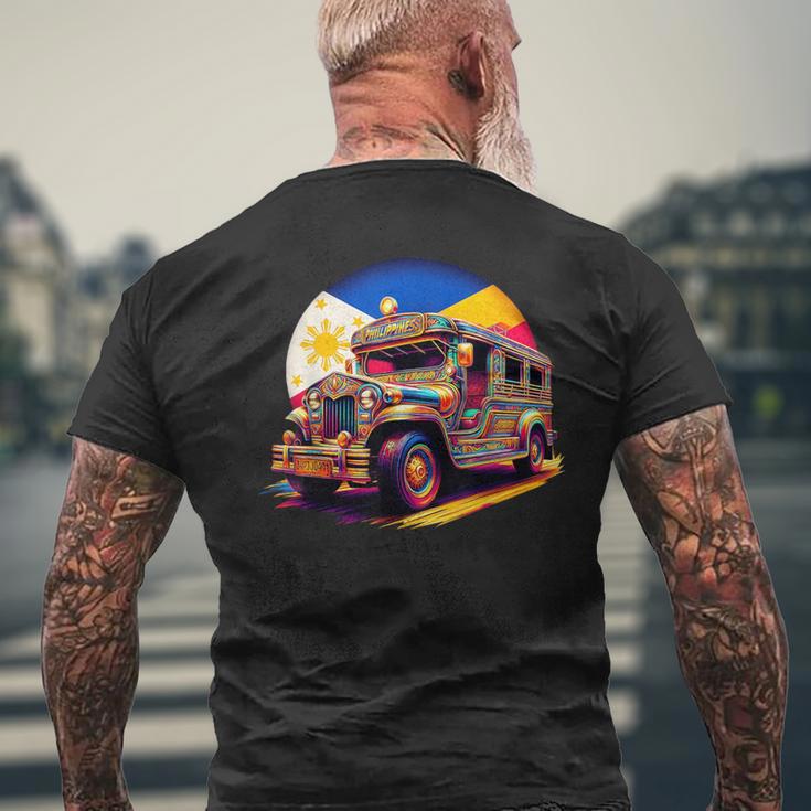 Philippines Flag Proud Filipino Souvenir Philippines Jeepney Men's T-shirt Back Print Gifts for Old Men