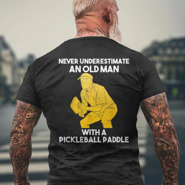Pickleball Never Underestimate Old Man Grandpa Grandfather Men's T-shirt Back Print Gifts for Old Men