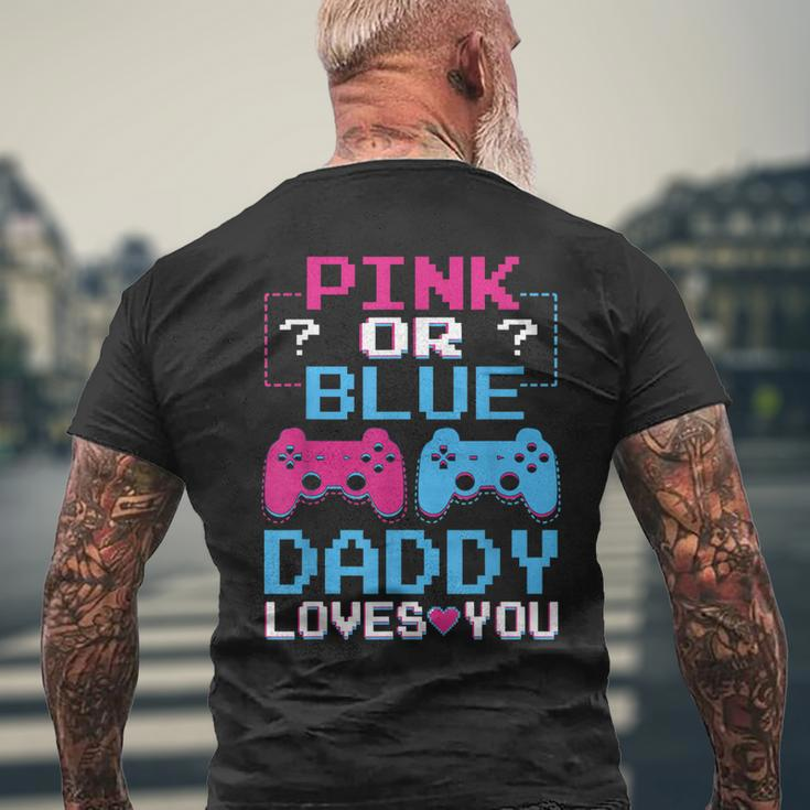 Pink Or Blue Gender Reveal Video Game Dad Gamer Daddy Baby Mens Back Print T-shirt Gifts for Old Men