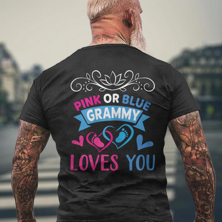 Pink Or Blue Grammy Loves You Gender Reveal Party Shower Men's T-shirt Back Print Gifts for Old Men