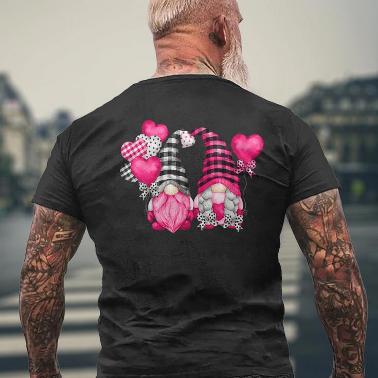 Pink Buffalo Plaid And Heart Balloons Valentine's Day Gnome Men's T-shirt Back Print Gifts for Old Men
