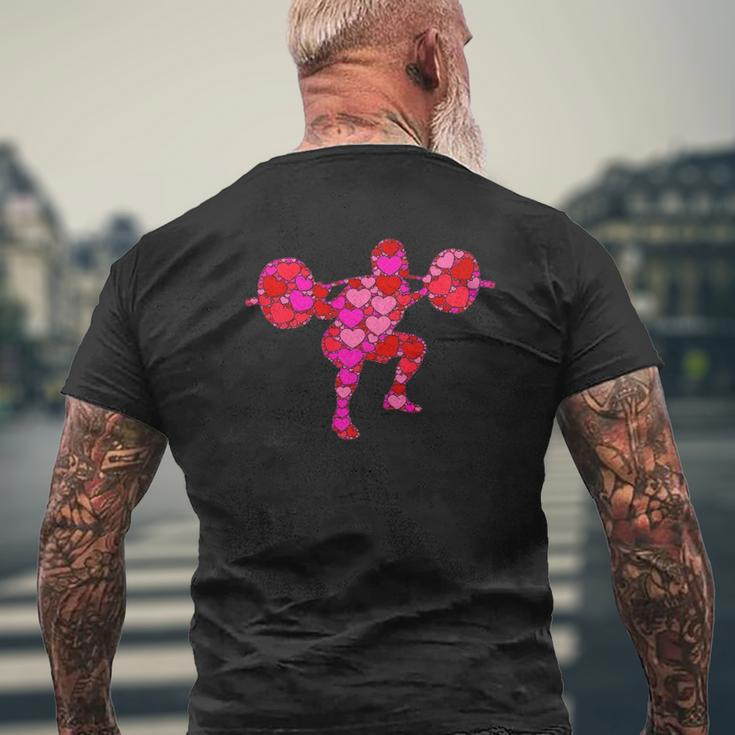 Pink Red Heart Valentine's Day For Weight Lifter Gym Mens Back Print T-shirt Gifts for Old Men