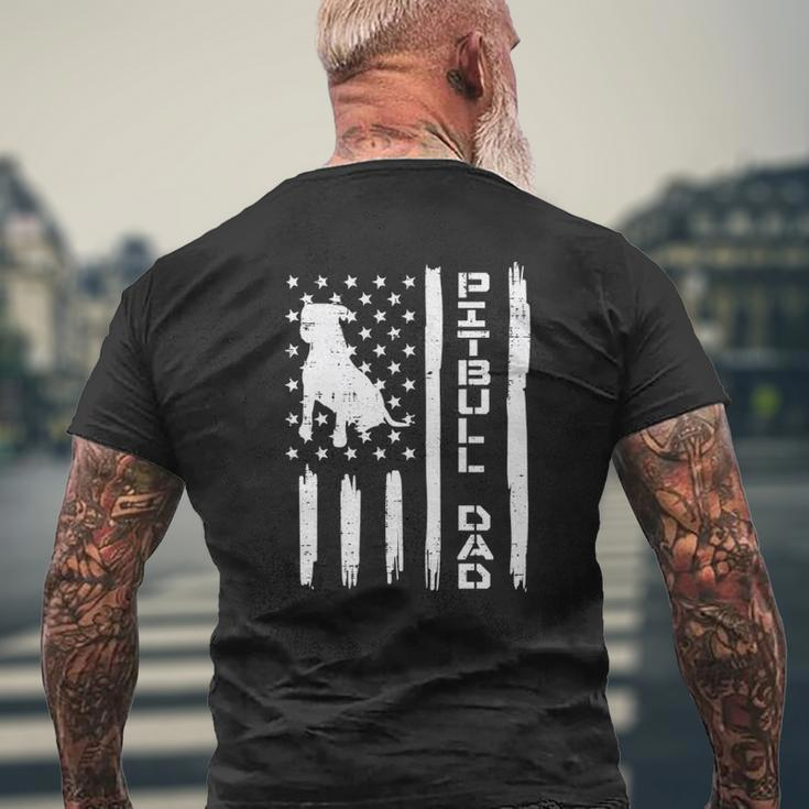 Pitbull Dad Flag Vintage Patriotic Dog Lover Owner Men Mens Back Print T-shirt Gifts for Old Men