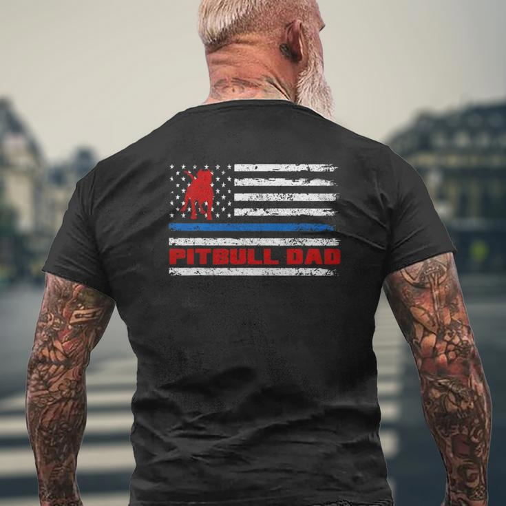 Pitbull Dad Mens Proud American Pit Bull Dog Flag Mens Back Print T-shirt Gifts for Old Men