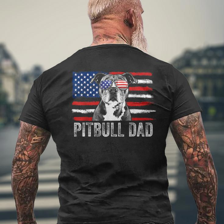Pitbull Dad Proud American Pit Bull Dog Flag Men's T-shirt Back Print Gifts for Old Men