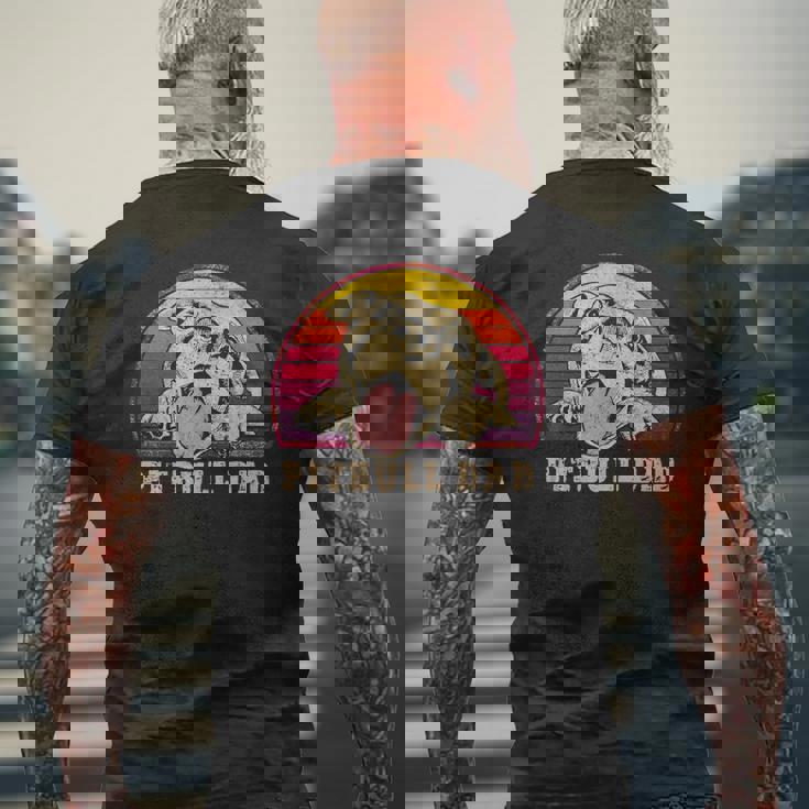 Pitbull Dad Vintage Smiling Pitbull Fathers & Dog Lovers Mens Back Print T-shirt Gifts for Old Men