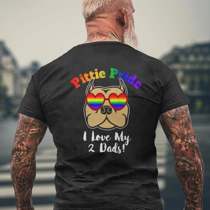Pitbull Gay Pride I Love My 2 Dads Pittie Pride Lbgt Mens Back Print T-shirt Gifts for Old Men