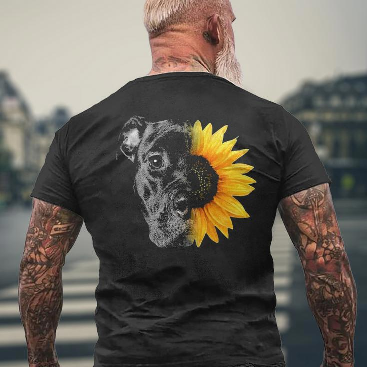 My Pitbull Is A Sunflower She's A Sunshine Hippie Sunflower Men's T-shirt Back Print Gifts for Old Men