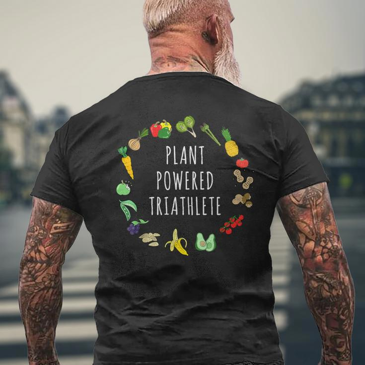Plant-Powered Triathlete Vegetarian Vegan Triathlete Men's T-shirt Back Print Gifts for Old Men