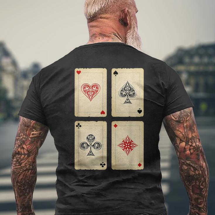 Poker Texas Hold'em Gambling Casino 4 Aces Poker Men's T-shirt Back Print Gifts for Old Men