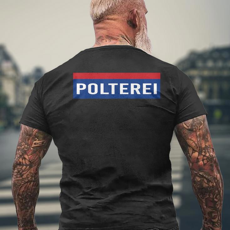 Polterei Stag Night Fun Police Black T-Shirt mit Rückendruck Geschenke für alte Männer