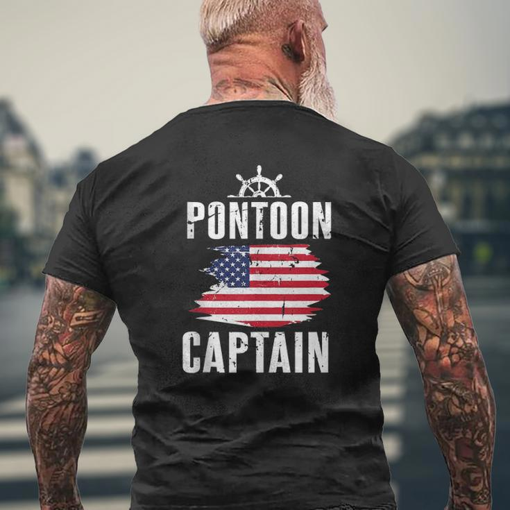 Pontoon Captain Flag Of America Sailor Fisherman Dad Mens Back Print T-shirt Gifts for Old Men