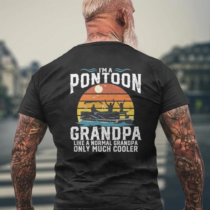 Pontoon Grandpa Captain Retro Boating Father's Day Mens Back Print T-shirt Gifts for Old Men