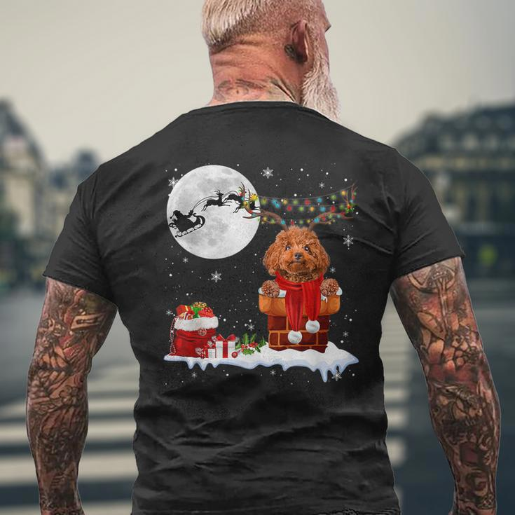 Poodle Christmas Tree Lights Pajama Dog Lover Santa Xmas Mens Back Print T-shirt Gifts for Old Men