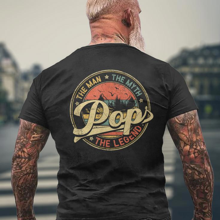 Pop The Man The Myth The Legend Distressed Fathers Day Men's T-shirt Back Print Gifts for Old Men