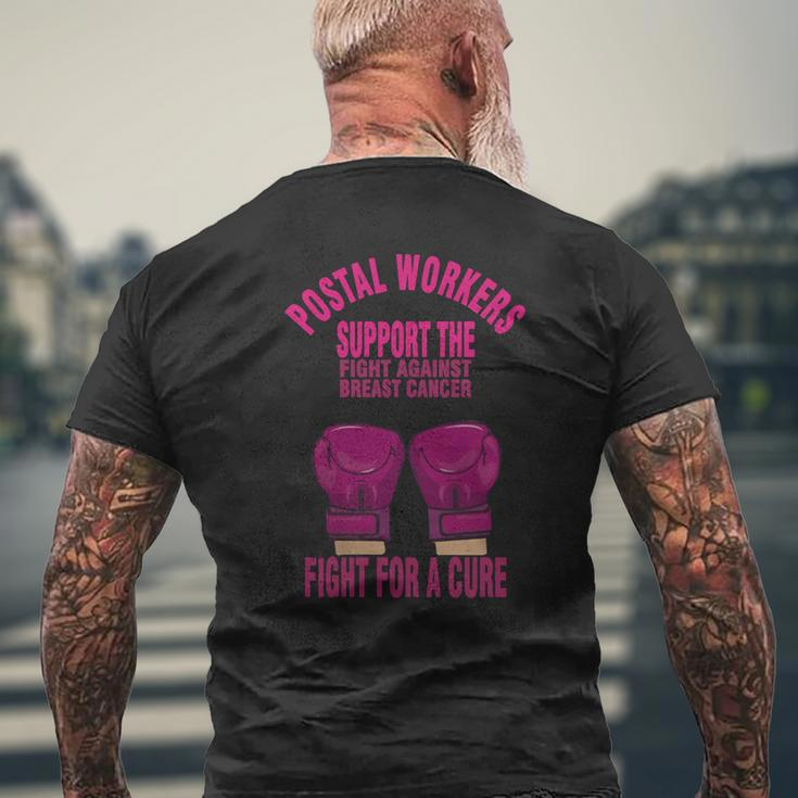 Postal Worker Support The Fight Against Breast Can T-Shirt Mens Back Print T-shirt Gifts for Old Men