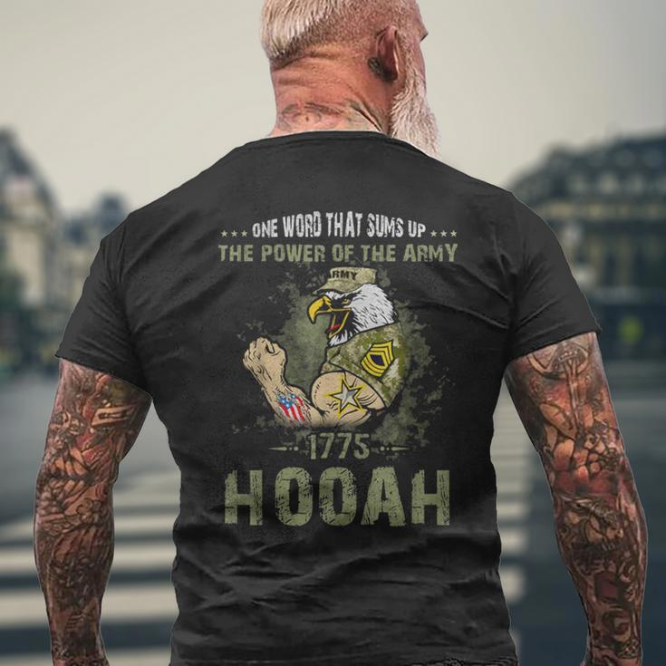 Power Of The Army Hooah Veteran Pride Military Men's T-shirt Back Print Gifts for Old Men