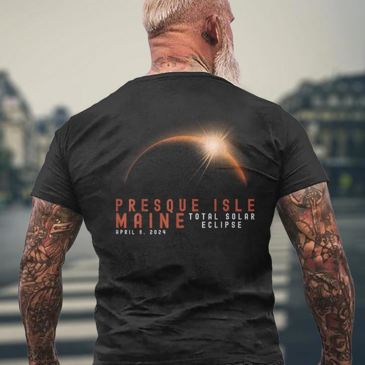 Presque Isle Maine Eclipse Solar Total April 8 2024 Eclipse Men's T-shirt Back Print Gifts for Old Men
