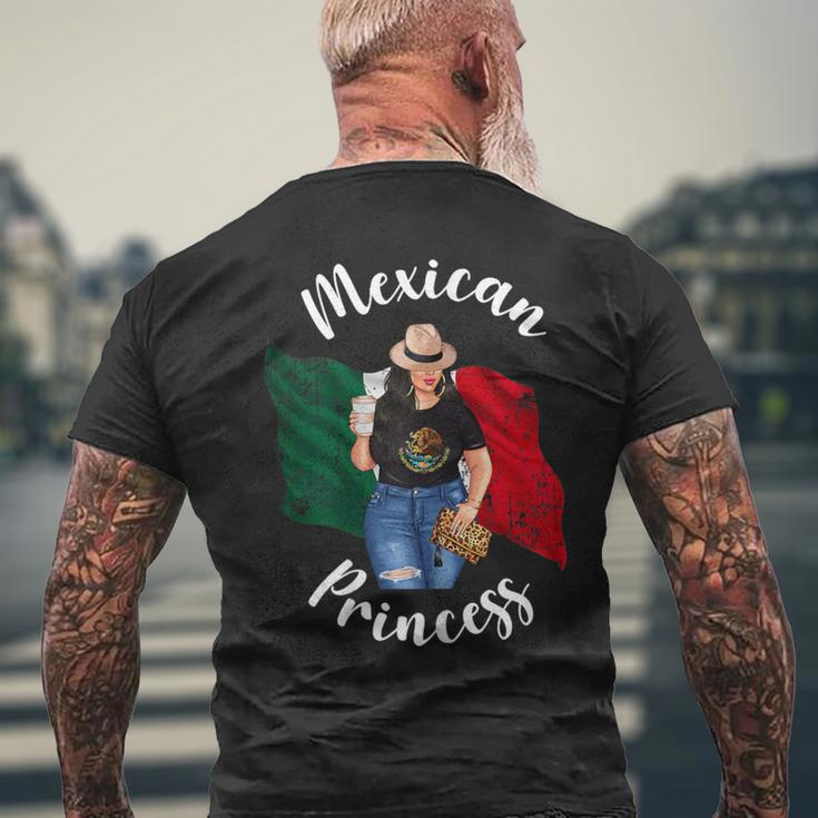 Pretty Mexican Princess Mexico Flag Patriotic Loves Coffee Men's T-shirt Back Print Gifts for Old Men