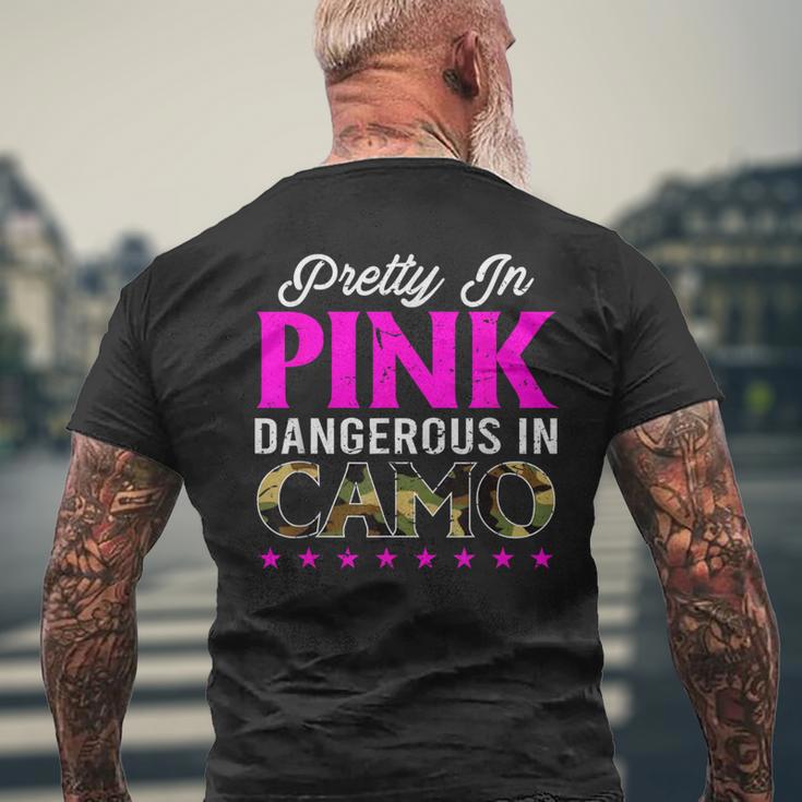 Pretty Pink Dangerous In Camo Hunting Hobby Men's T-shirt Back Print Gifts for Old Men