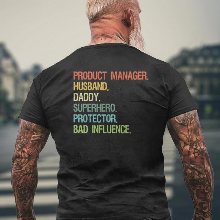 Product Manager Husband Daddy Superhero Dad Mens Back Print T-shirt Gifts for Old Men