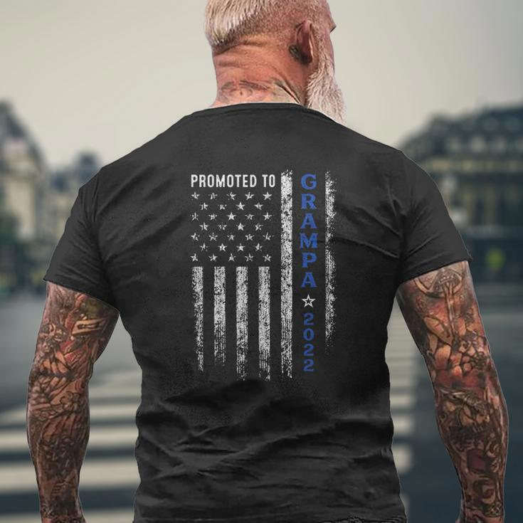 Promoted To Grampa Est 2022 Thin Blue Line American Grandpa Mens Back Print T-shirt Gifts for Old Men