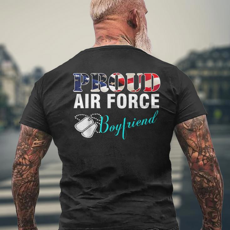 Proud Air Force Boyfriend With American Flag Veteran Mens Back Print T-shirt Gifts for Old Men