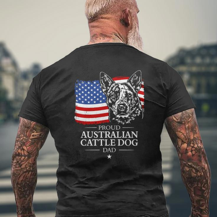 Proud Australian Cattle Dog Dad American Flag Patriotic Dog Mens Back Print T-shirt Gifts for Old Men