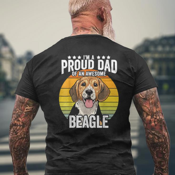 Proud Dad Beagle Dog Pet Love Retro Vintage Sunset Mens Back Print T-shirt Gifts for Old Men