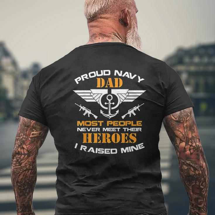 Proud Dad Navy Most People Never Meet Their Heroes Mens Back Print T-shirt Gifts for Old Men