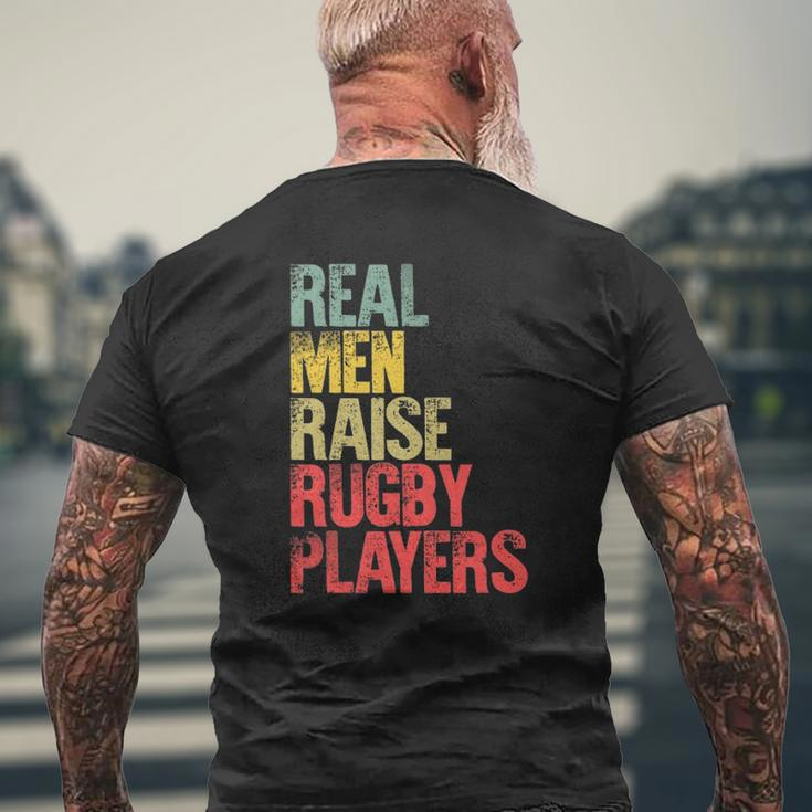 Proud Dad Real Men Raise Rugby Players Mens Back Print T-shirt Gifts for Old Men
