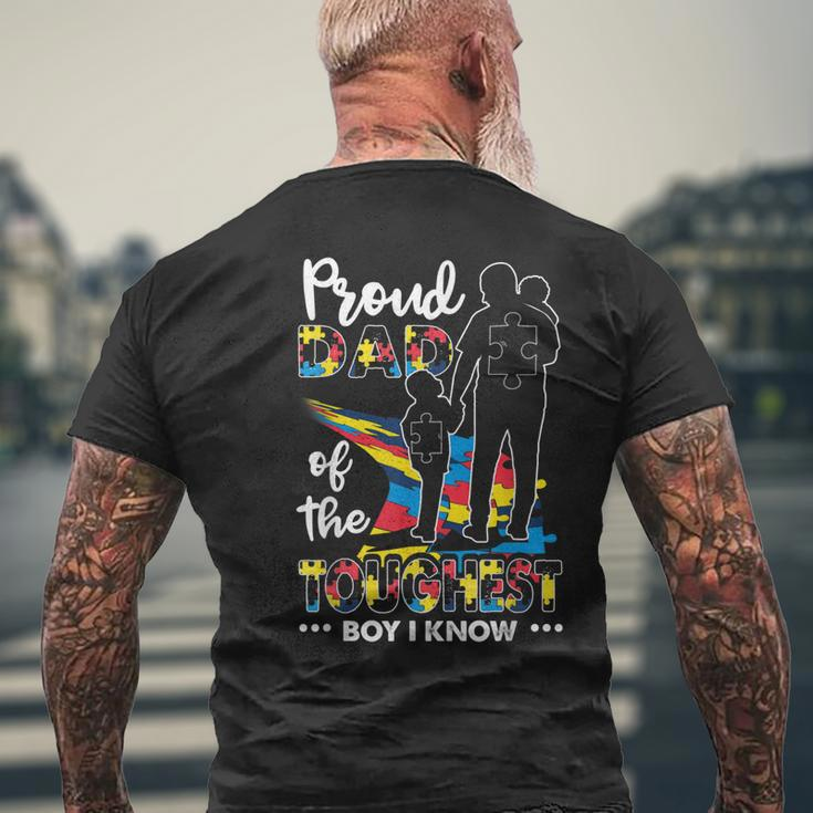 Proud Dad Of The Toughest Boy I Know Autism Awareness Son Mens Back Print T-shirt Gifts for Old Men