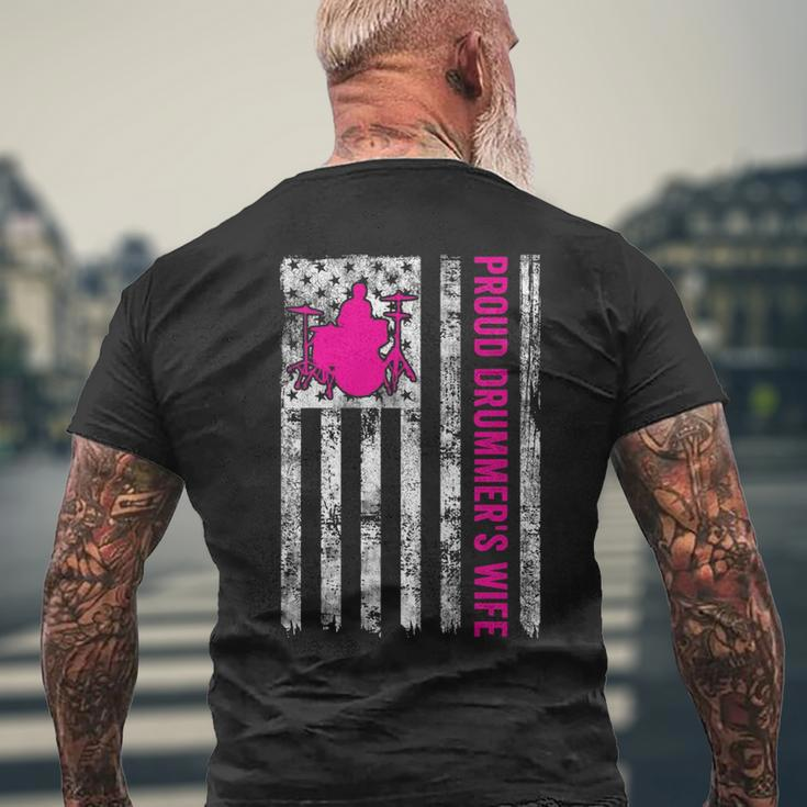 Proud Drummer's Wife American Flag Patriotic Men's T-shirt Back Print Gifts for Old Men