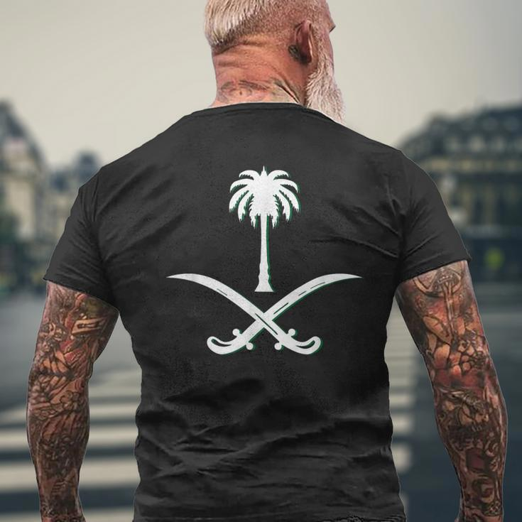 Proud Saudi Saudi Arabia Flag Arabic Calligraphy Men's T-shirt Back Print Gifts for Old Men