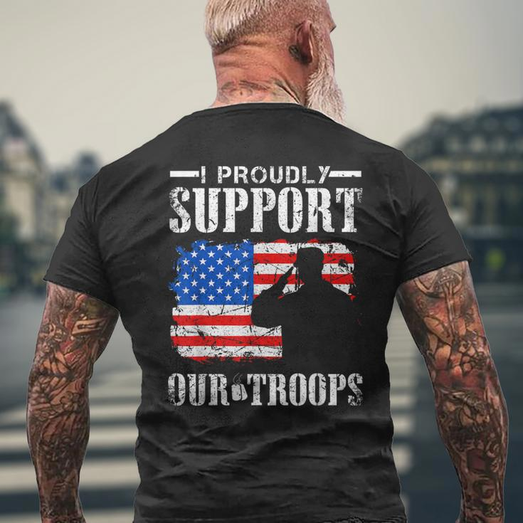 I Proudly Support Our Troops Veteran Men's T-shirt Back Print Gifts for Old Men